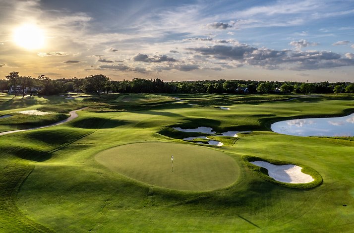Bird view on golf field at Conway Farms Golf Club.