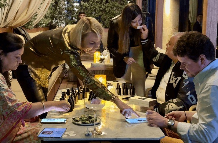 People on the private fragrance creation workshop led by founder and aroma expert Johanna Monange.