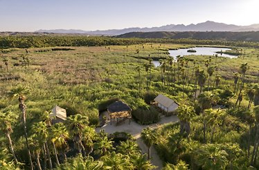 Aerial view of the Santiago Oasis in Mexico's Sierra de la Laguna.