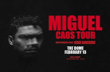 Promotional banner for Miguel: CAOS Tour.
