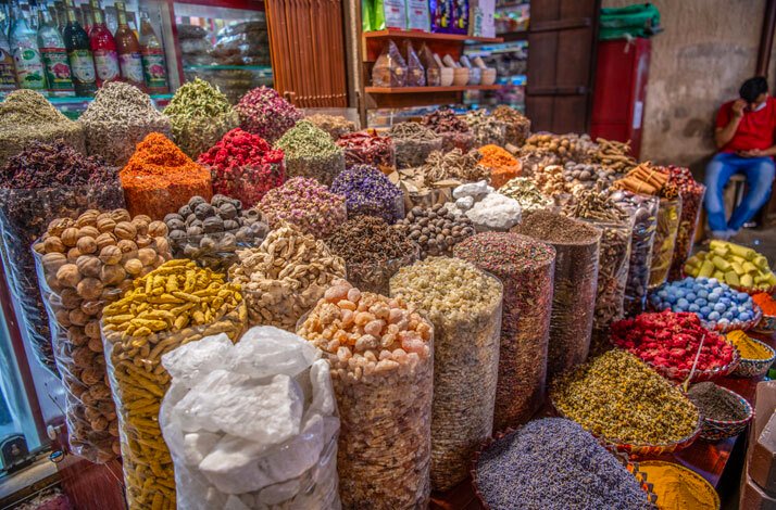 Goods sold at a historic souk in Dubai