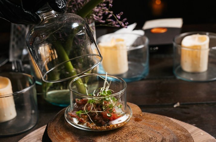 A delicious meal expertly cooked and plated by a dedicated The Sage Experience team.